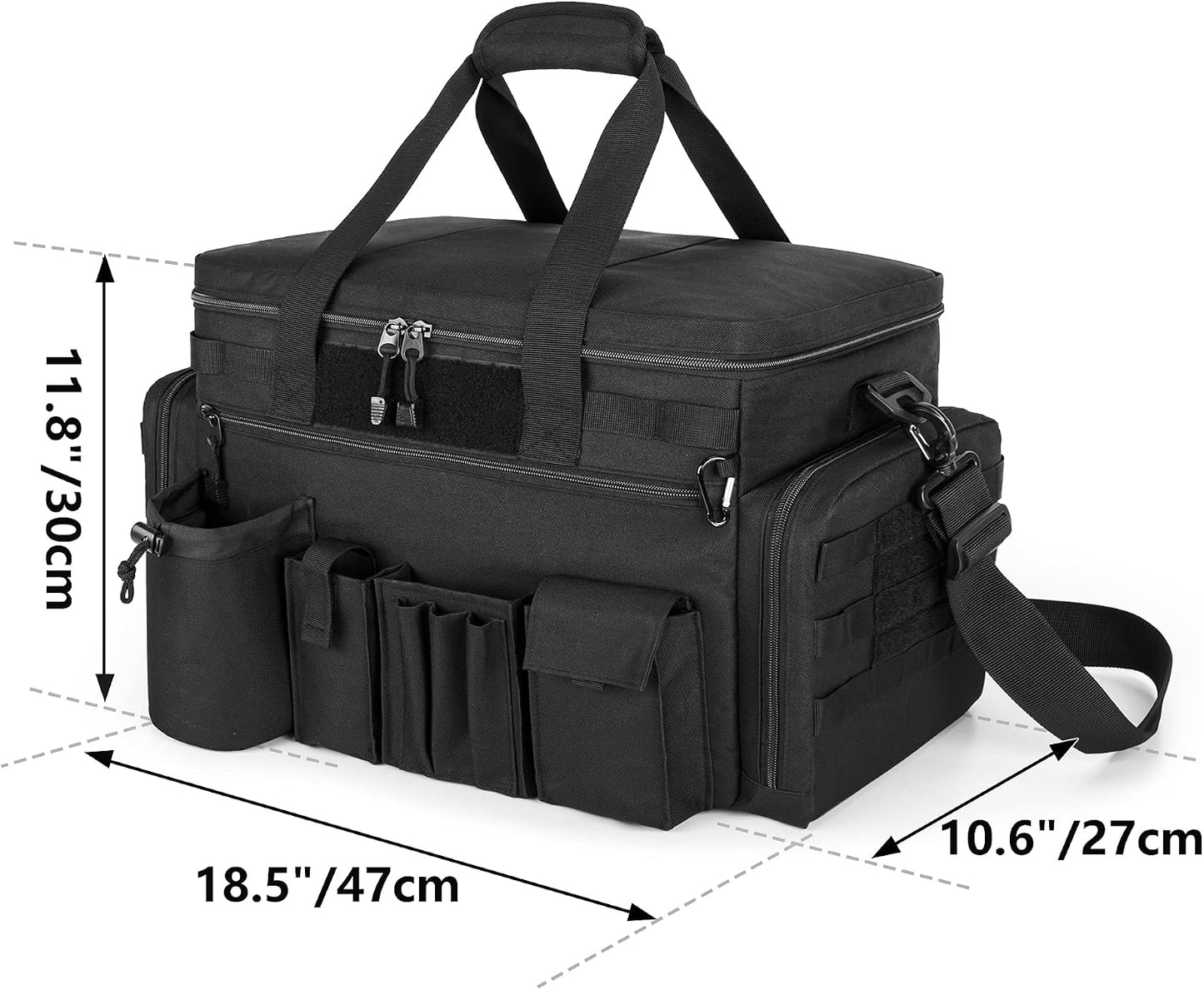 Trunab Patrol Bag, Police Duty Bag, Car Front Seat Organizer with 15.6” Tablet and Laptop Storage for Law Enforcement, Police Patrol, MOLLE Compatible