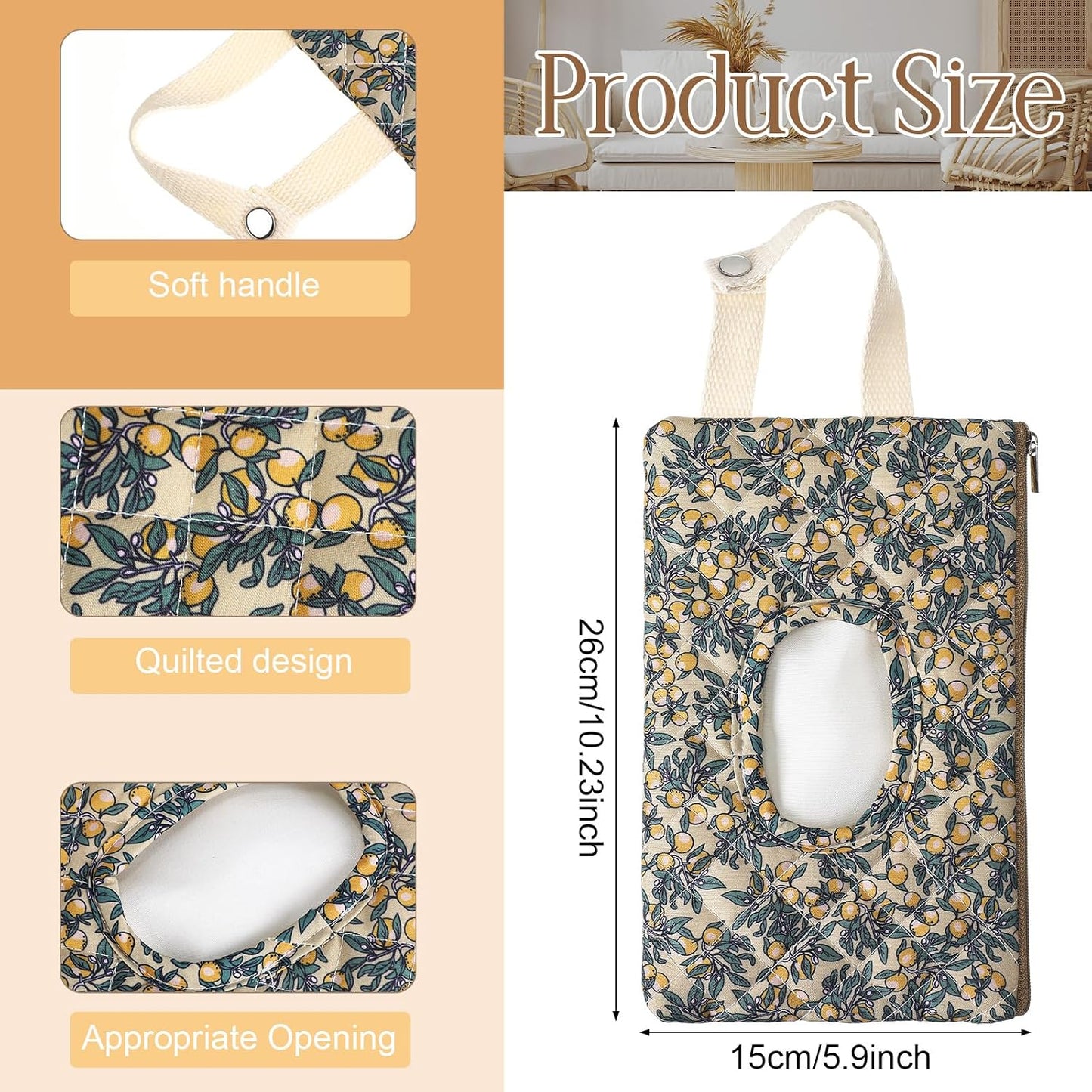 2 Pcs Quilted Diaper and Wipes Pouch Portable Hanging Floral Wet Wipe Bag Diaper Bag Reusable Wipes Pouch for for Stroller Car Travel Infant Diapering Organizer (Mixed Floral)