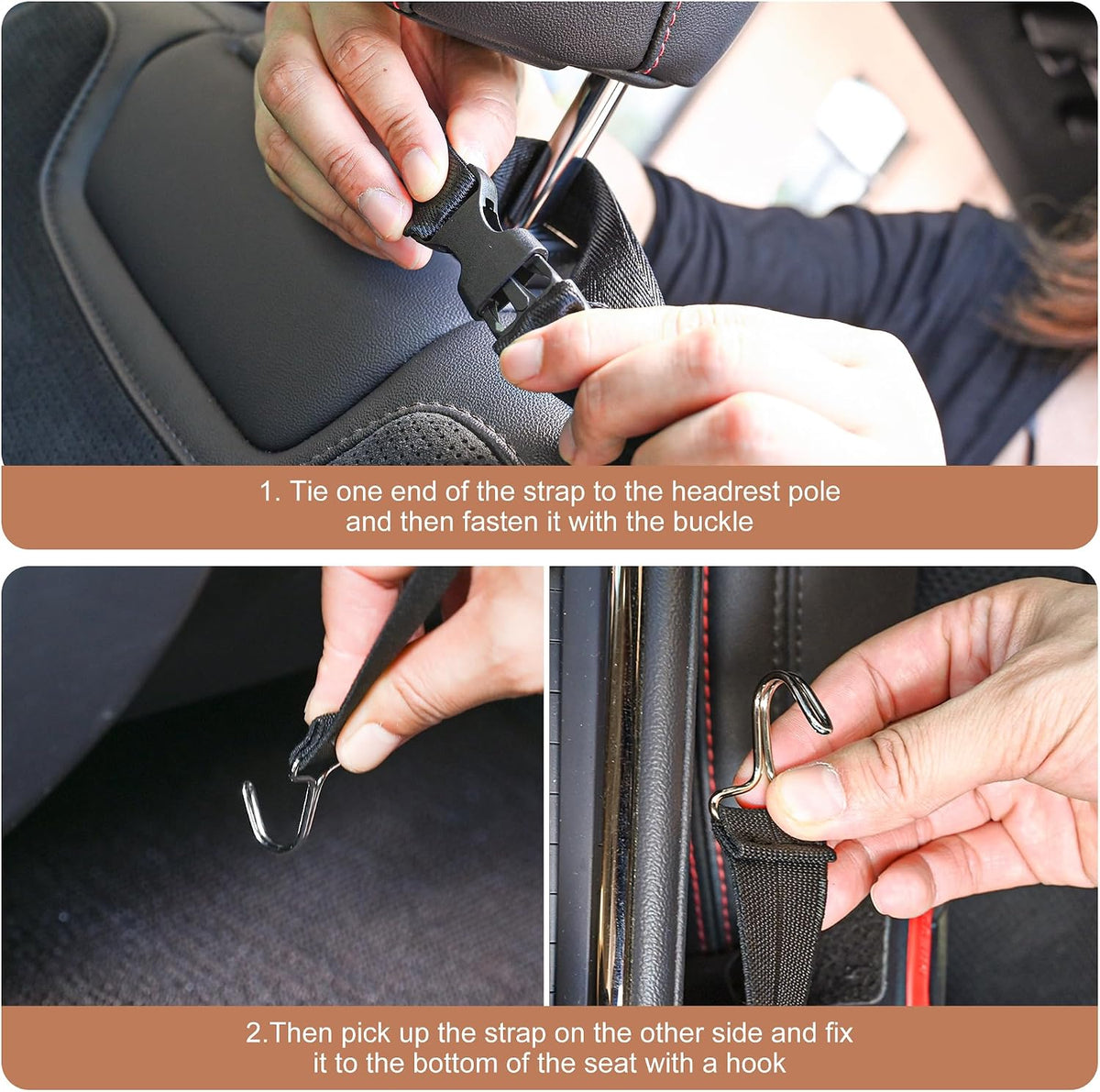 JEYODA Car Seat Organizer,Suede Leather Tissue Holder fit for Kleenex tissues, Car Seat Side Organizer for 120 Sheet Napkin, Drink, Phone, etc (Black)