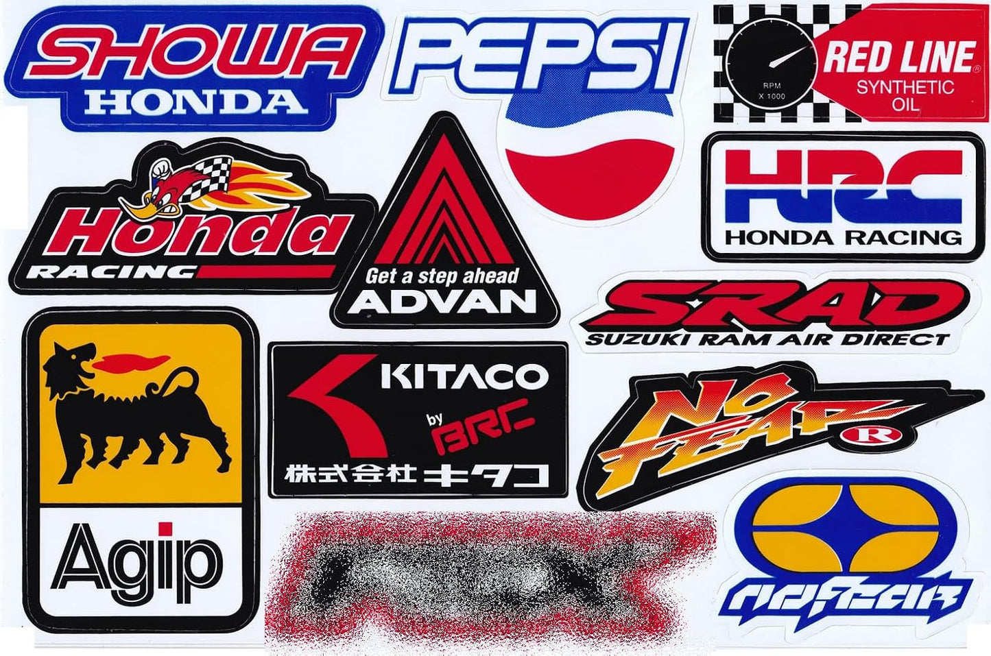 Set of 6 Multicolor Racing Stickers by Biker for Car, Metal, Plastic, Glass, Vinyl, Waterproof, Rectangular, Outdoor, Motorsports