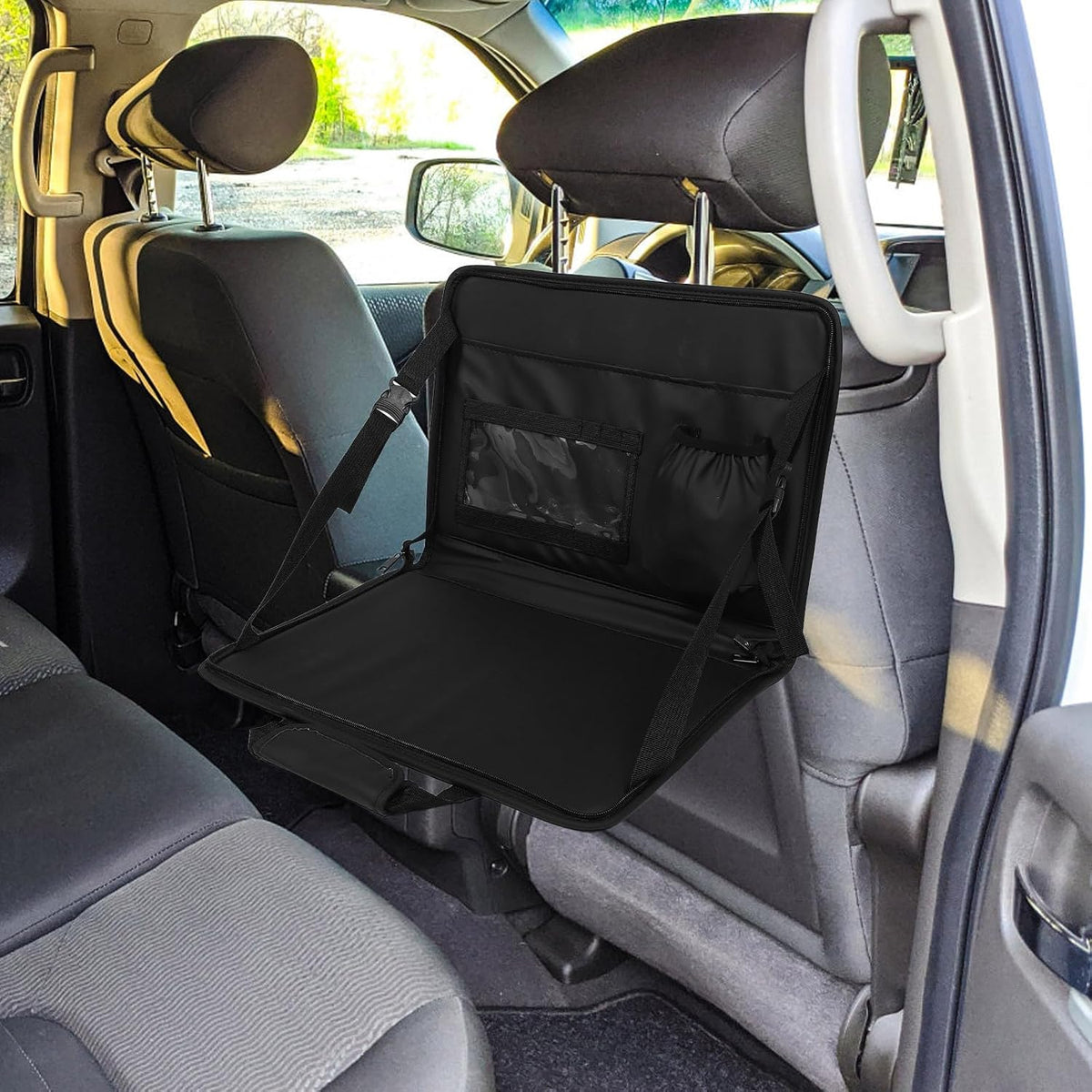 Ipetboom Foldable Car Laptop Tray with Pu Leather Storage Bag for Cars