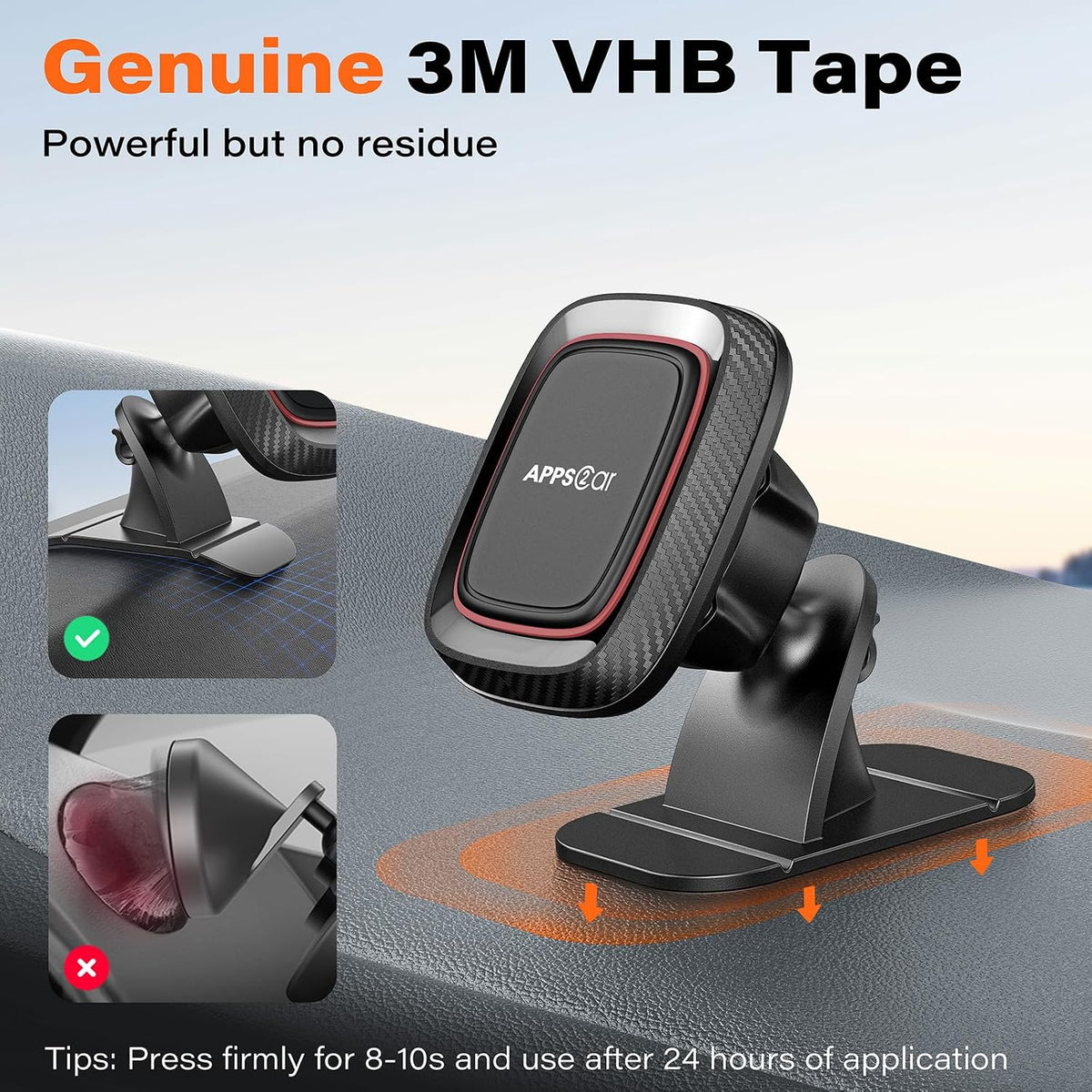 APPS2Car 2-Pack Magnetic Phone Holder for Car, Dashboard Magnet Car Mount