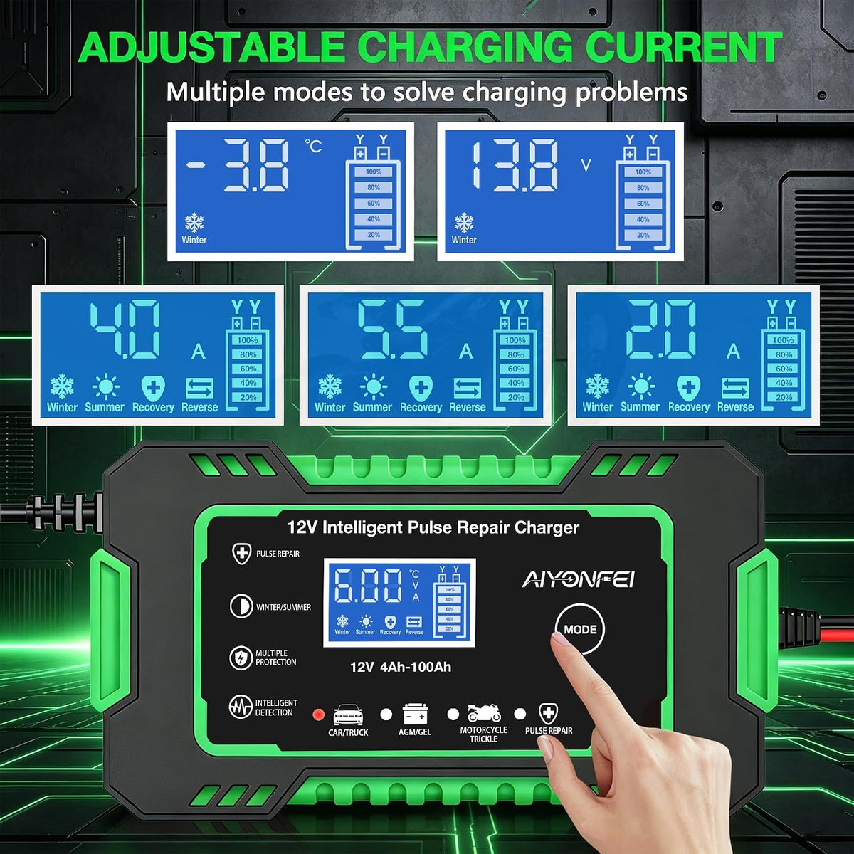 Car Battery Charger 12V 6A Smart Trickle Charger Fully Automatic