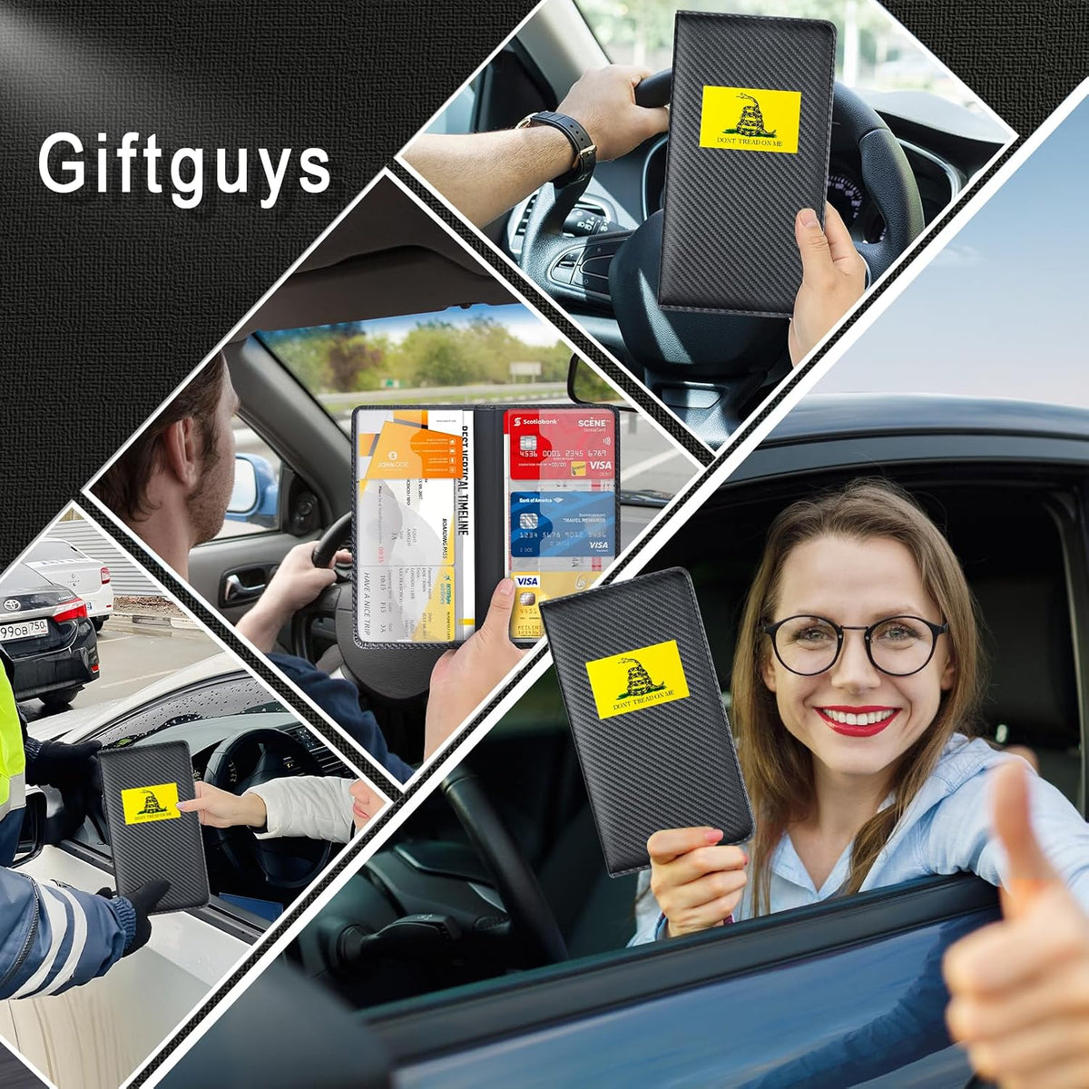 Giftguys Car Insurance and Registration Card Holder | for BMW Ford Tesla Cadillac All Cars | Store Cards, ID License & Essential Documents | Premium Leather with Magnetic Closure