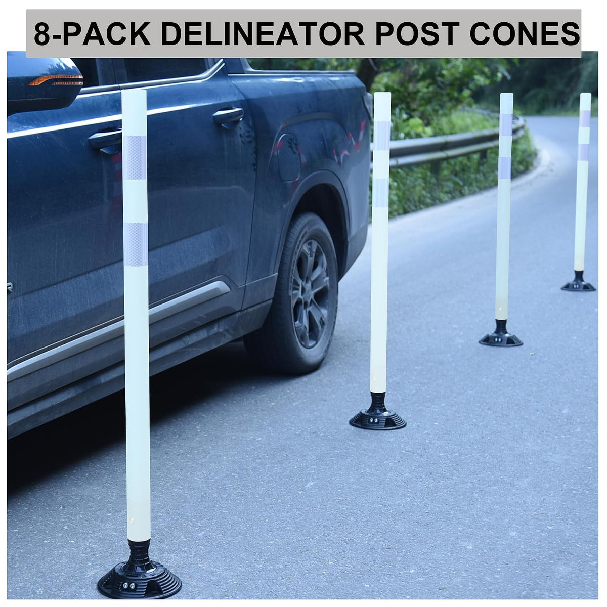 OrangeStar 8 Pack 48" Traffic Delineator Post with Fixable Base