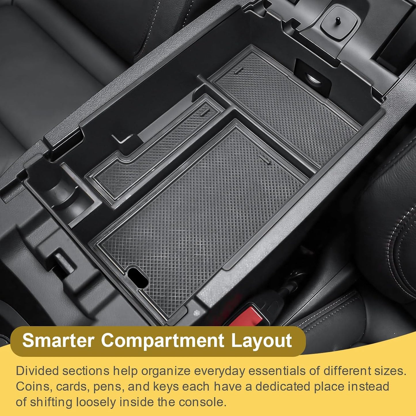 Center Console Organizer Tray for 2018-2024 Chevy Equinox Accessories | Middle Armrest Storage Box, Multi-compartment Design, Quick Access to Daily Essentials, NOT For 2025 2026 Models