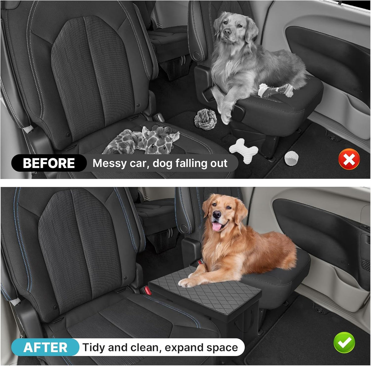 Mixsuper Liner Car Seat Organizer for Chrysler Pacifica 2017-2026, Console Organizer Backseat Box for Pacifica, Supplies Dog Box Storage Bin Travel Accessories