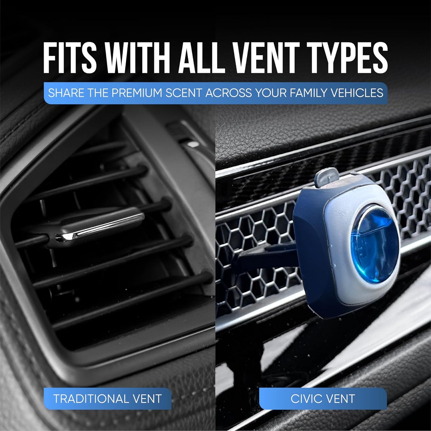 Air Jungles Car Air Freshener Vent Clip 6 Ct with 2 Civic Adapter | New Car Scent, Compatible with Honda Civic, CRV, ZRV, HRV, Integra, Long Lasting up to 180 Days, Car Odor Eliminator