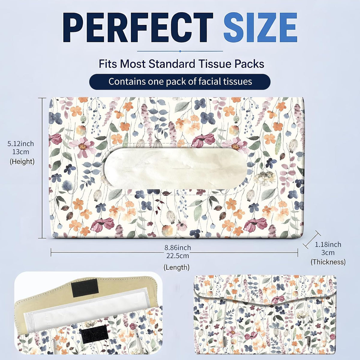 Car Tissue Holder, Cute Sun Visor Napkin Holder Backseat Tissue Case, PU Leather Tissue Box, Funny Car Accessories for Women Men Watercolor Boho Leaf