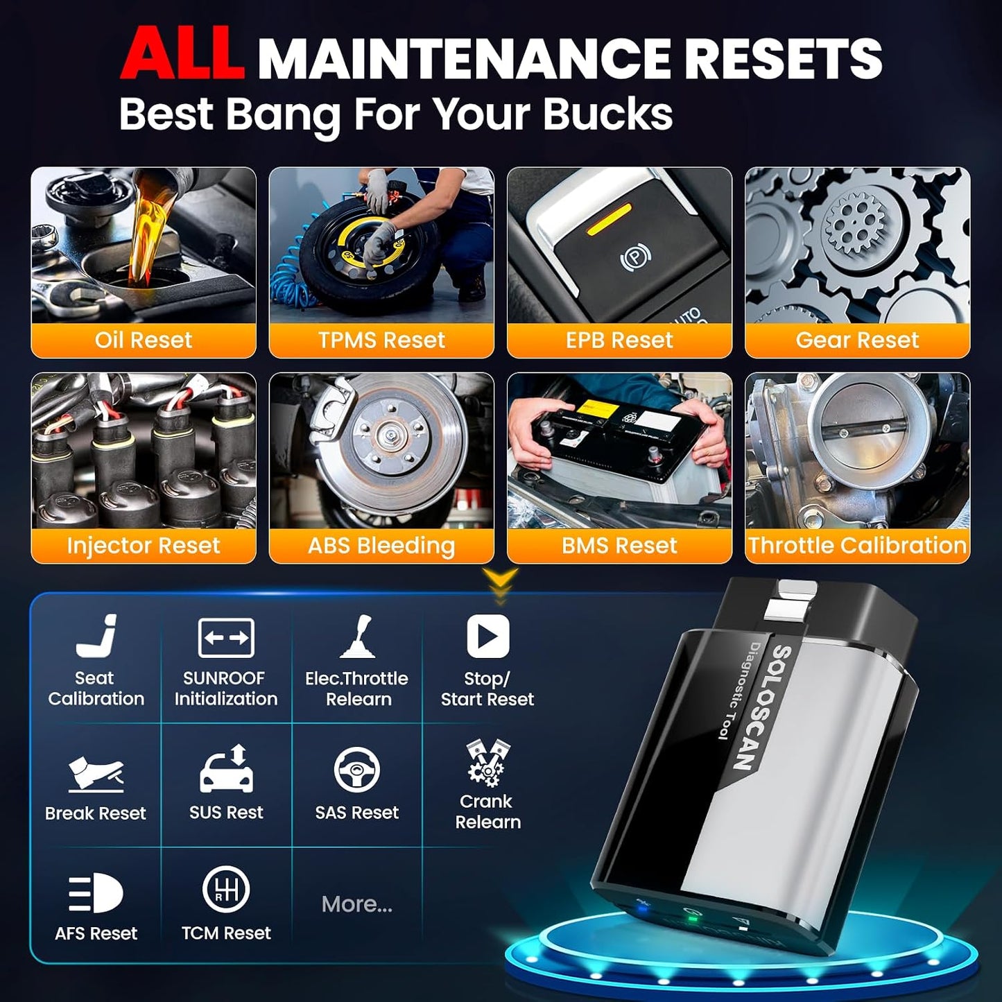 KINGBOLEN Soloscan for Land Rover Jaguar OBD2 Scanner Bluetooth, All Reset Service, Bidirectional Scan Tool for iOS & Android, Full System Car Diagnostic Scanner, No Subscriptions Lifetime Update