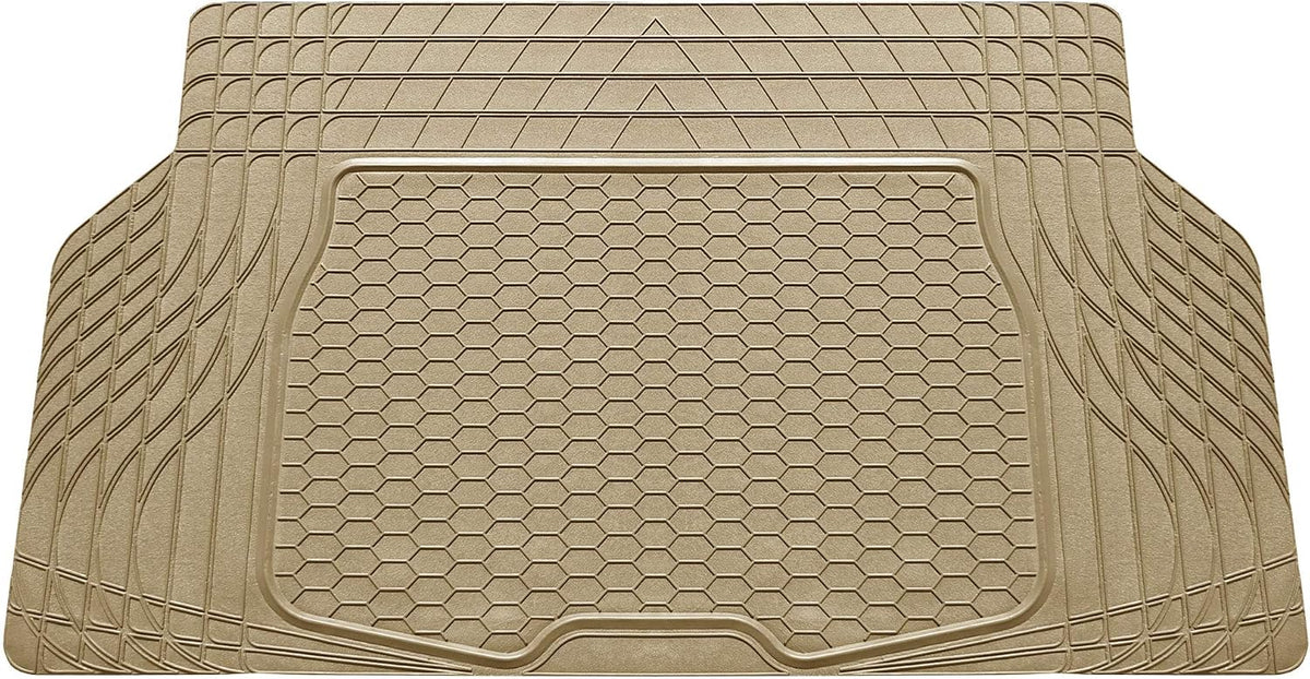FH Group Automotive Floor Mats - Heavy-Duty Rubber, All Weather Protection Universal Fit Full Set Floor Mats and Cargo Mat, Climaproof, Semi Custom Trimmable for Most Cars, Sedan, SUV, Truck, Beige