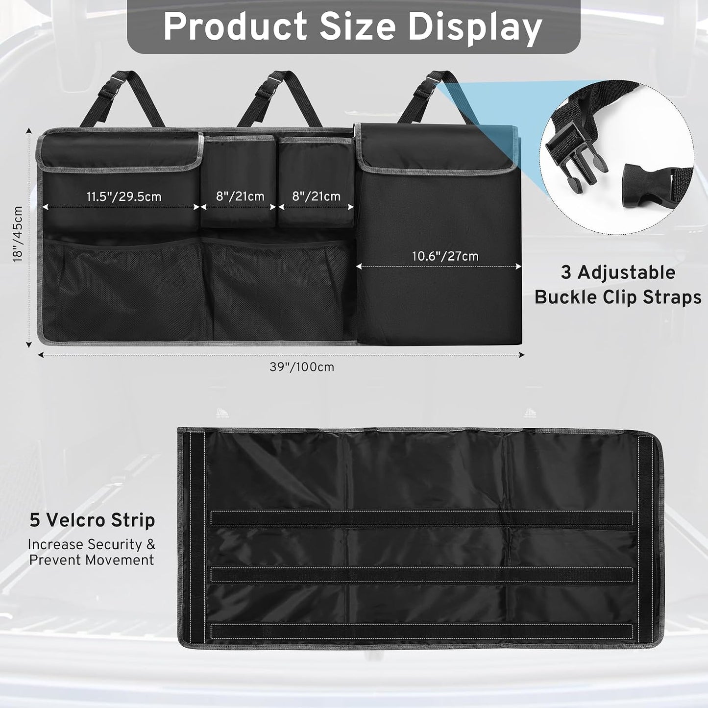 XHRING Car Trunk Organizer Storage Backseat Hanging Bag for Jeep Wrangler Grand Cherokee Renegade Cherokee Compass JL Wagoneer Patriot Liberty JK TJ Commander 2/4 Door SUV Accessories 2000-2025 2026
