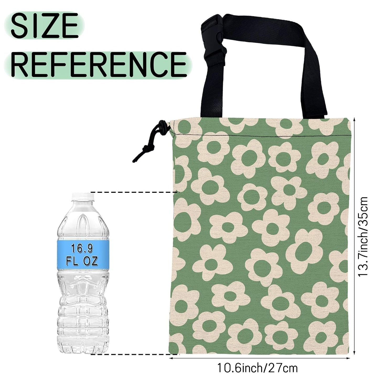 Groovy Florals Car Garbage Bag,Waterproof Small Car Trash Bag Hanging Back of Seat,Drawstring Hanging Car Trash Bag with Adjustable Buckle for Car Accessories