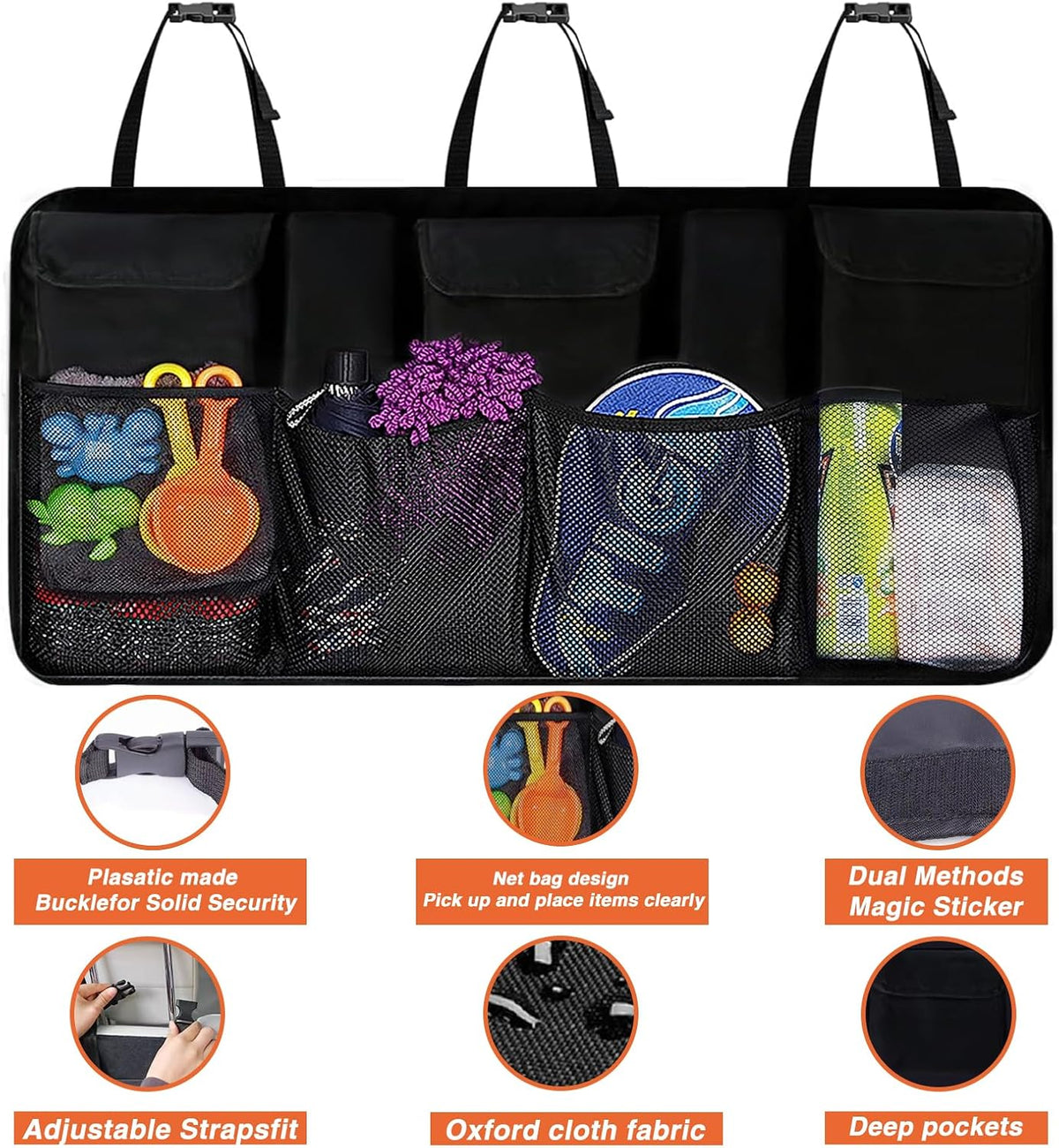 Car Trunk Organizer Large Capacity Back Seat Car Organizer with 8 Pockets