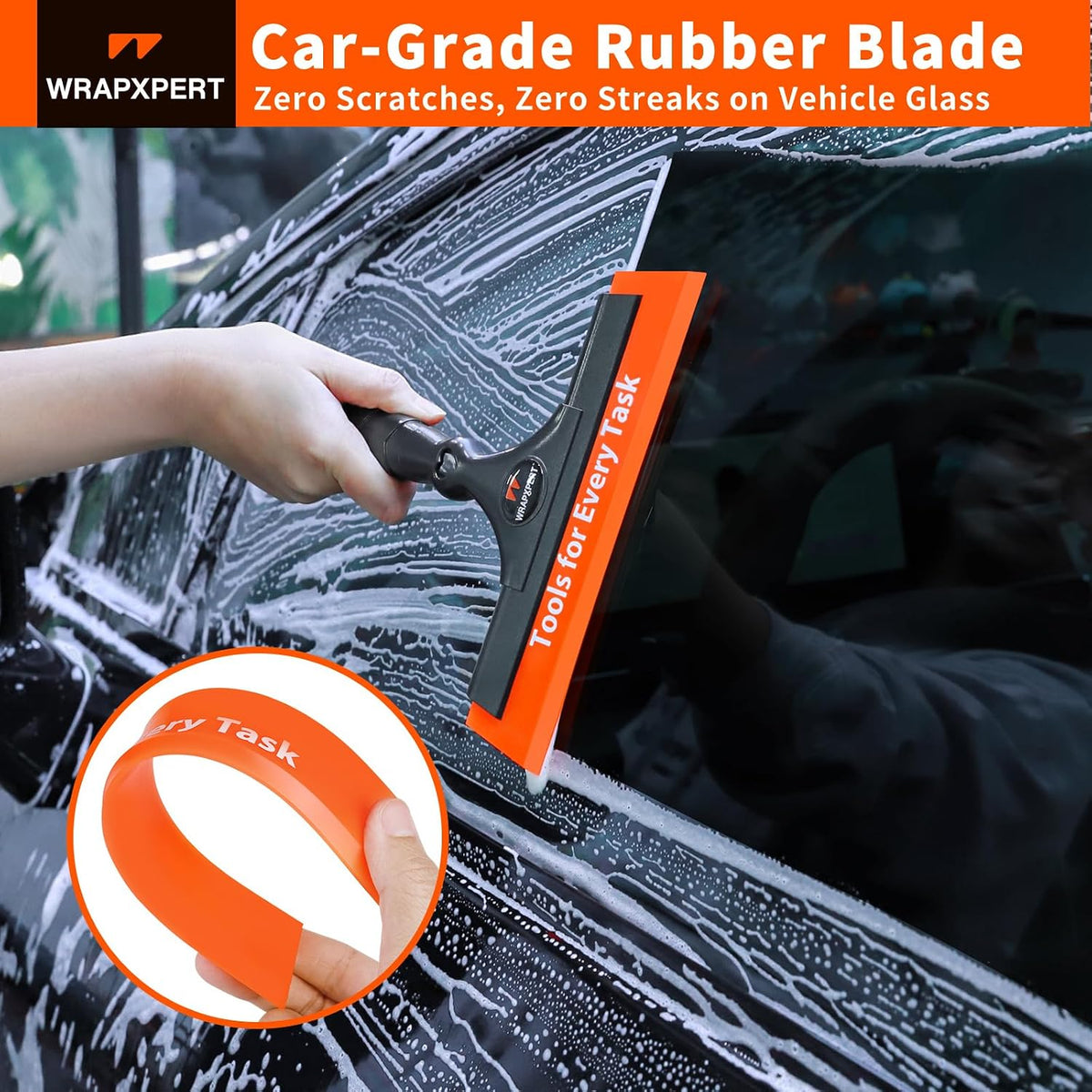 WRAPXPERT Window Tint Squeegee 8.3-Inch Silicone Squeegee for Car Windows, Window Tint Tool Kit for Windshield, Side Mirror, Shower Glass, and House Windows/Door Cleaning