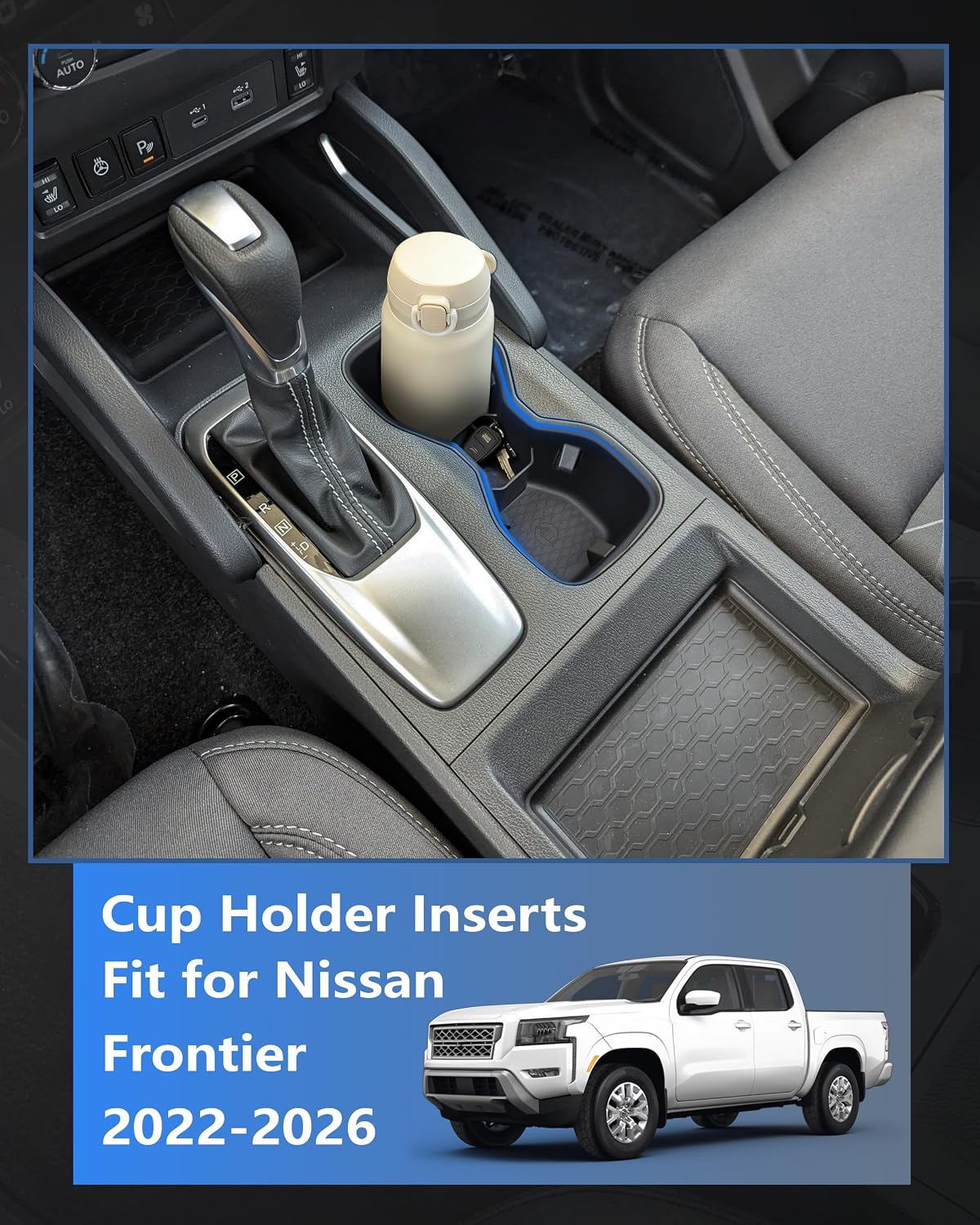 Cup Holder Inserts for 2022-2025 2026 Nissan Frontier Accessories