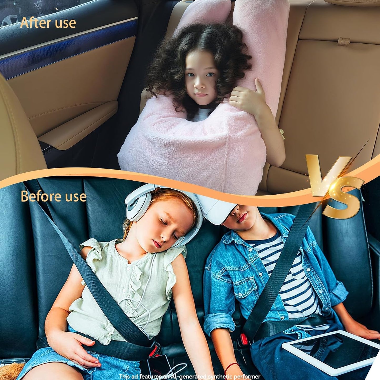 Car Pillow for Kids & Adults, U-Shaped Soft Car Travel Pillow for Sleeping, Head & Neck Support Pillow for Car Seat, Ideal for Road Trips and Long Car Rides, Pink