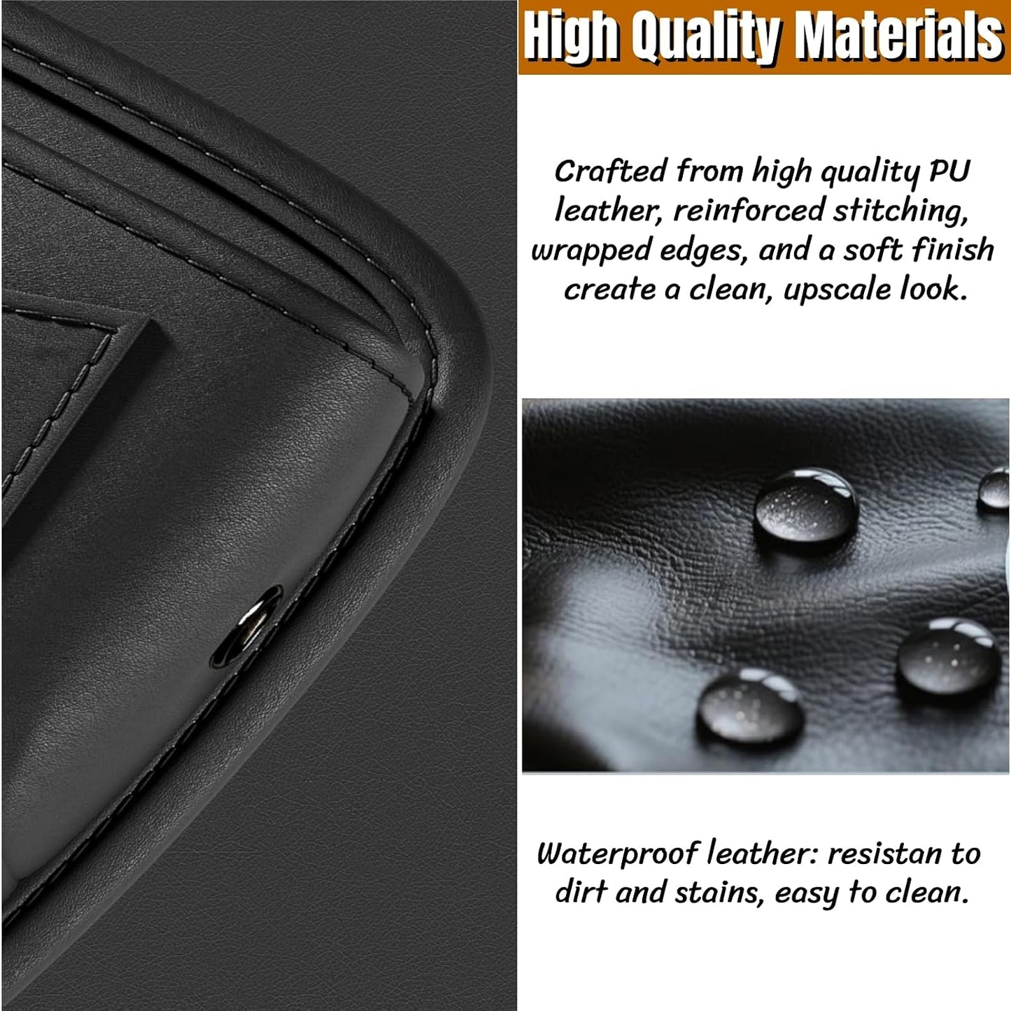 BLIRITEL Car Seat Gap Filler Organizer with Charging Hole, PU Leather Car Seat Gap Plug with Storage Slot, Car Console Side Organizer for Phone, Keys & Cards (Black-2 Pack)