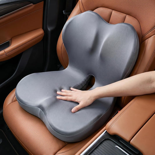 Driver Seat Cushion for Car, Ergonomic Memory Foam Car Seat Pad with Taller Lumbar Support, Back & Sciatica Pain Relief Car Cushion for Long Driving, Tailbone & Coccyx Support