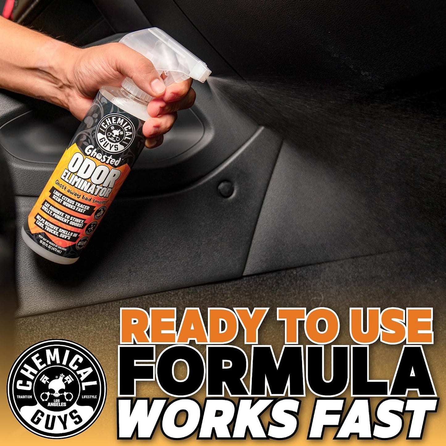 Chemical Guys SPI23216 Ghosted Complete Interior Vehicle Odor Eliminator, Great for Cars, Trucks, SUVs, RVs, Home, Office & More, 16 fl oz