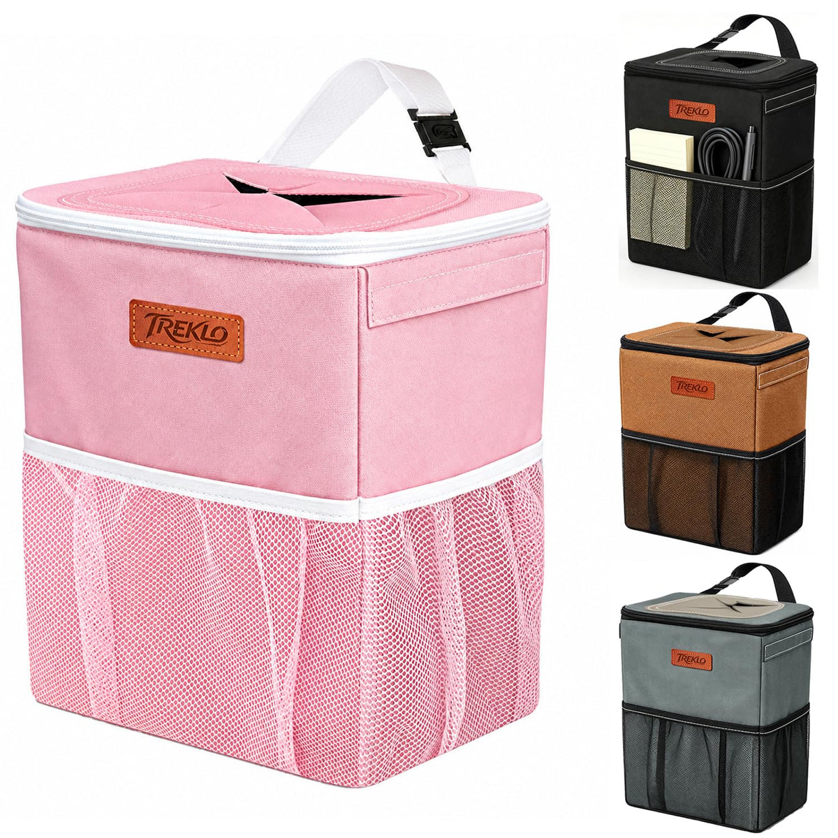 Car Trash Can with 2 Trash Bags, Pink