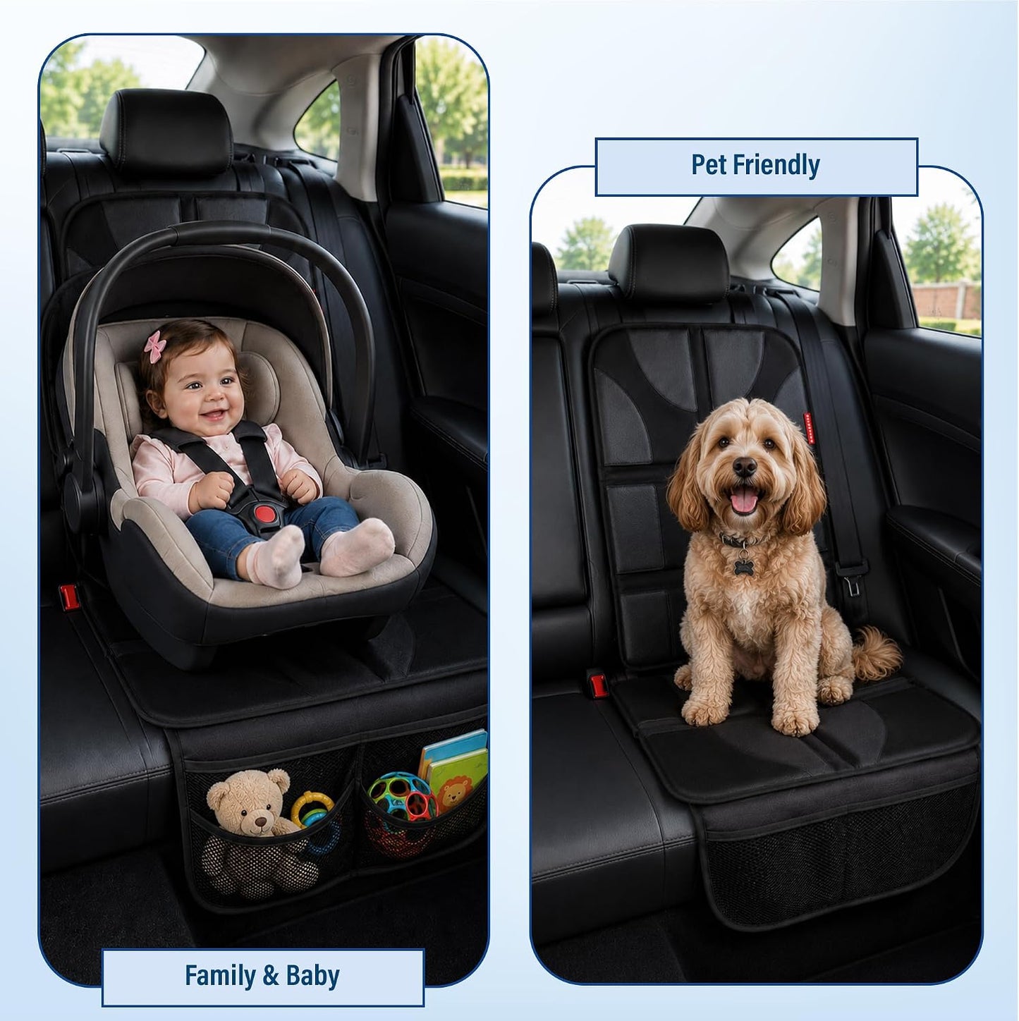 Autobase Car Seat Protector for Child Car Seat | Largest and Thickest Waterproof Backseat Protector for Kids and Pets | Heavy-Duty Non-Slip Rubber Padded Backing (Black, XL – 1 Pack)