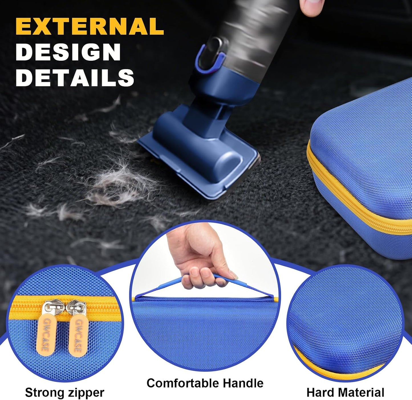 GWCASE Small Vacuum Car Case for Fanttik Slim V8 Apex/Mate, Case Only | Removable Divider, Mesh Pocket for Accessories, EVA Shell Protection for Trunk, Truck and Road-Trip Storage