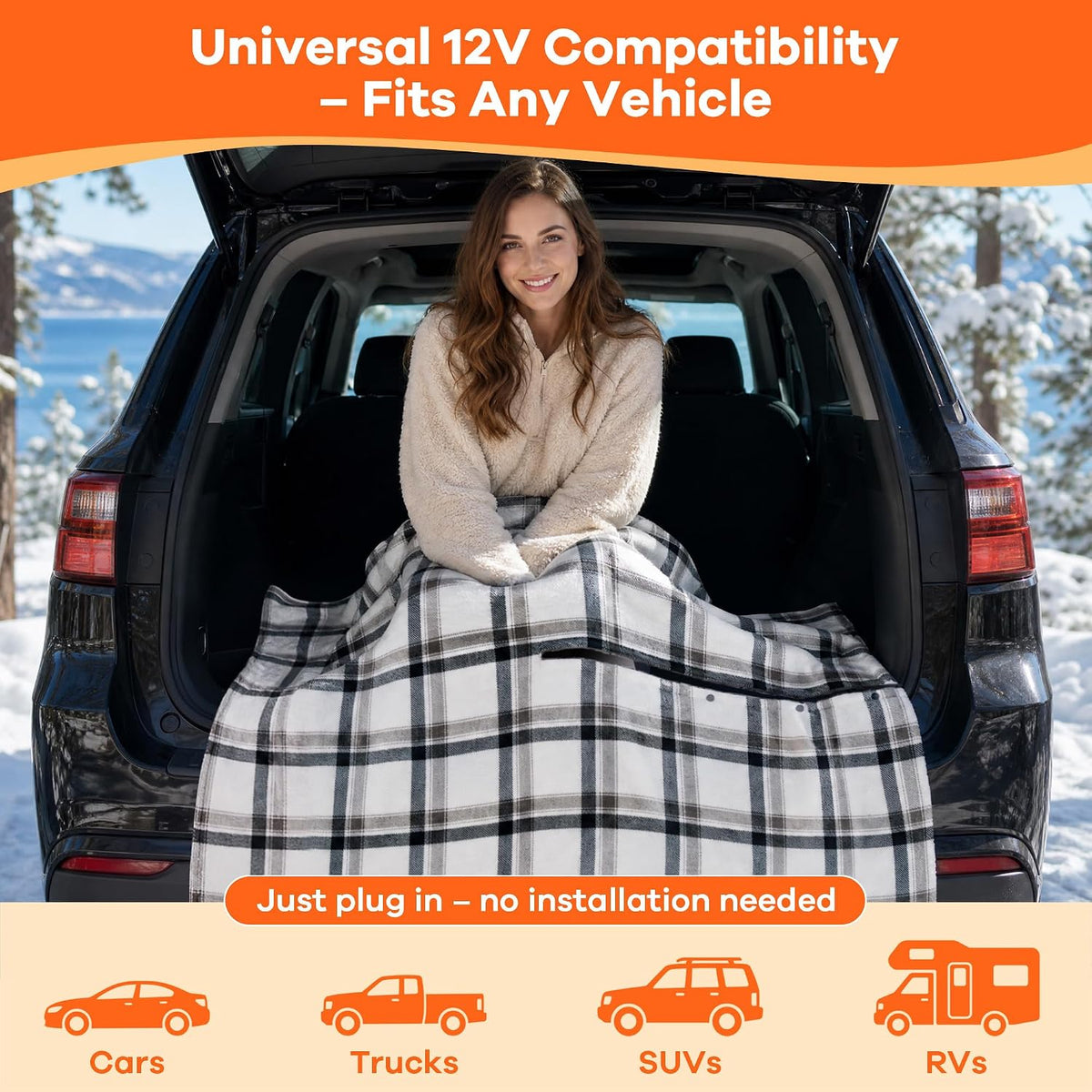 Garvee Wearable Heated Car Blanket 12V – Electric Travel Blanket