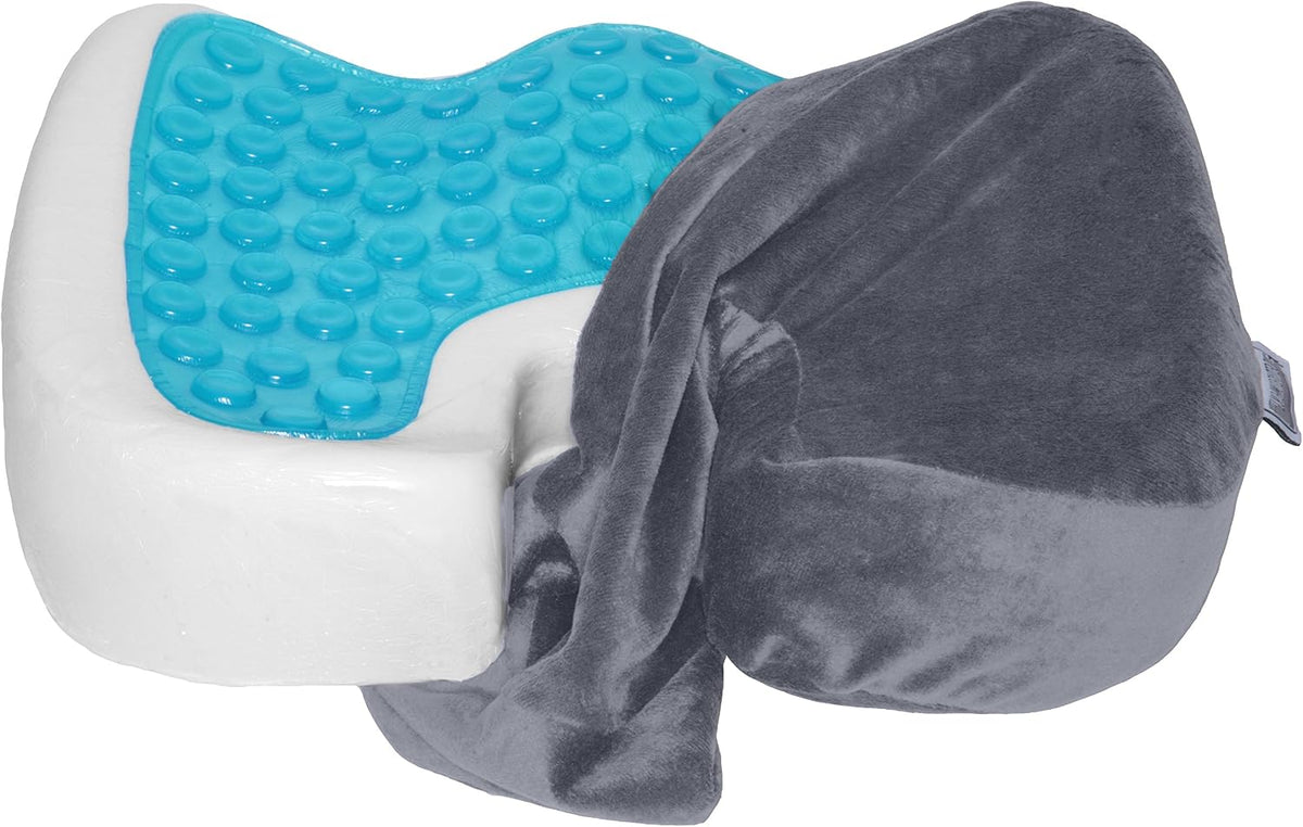 Deluxe Comfort Coccyx Orthopedic Gel Enhanced Comfort Foam – Sciatica Relief – Tailbone Support – Great for Car or Office – Seat Cushion, Grey