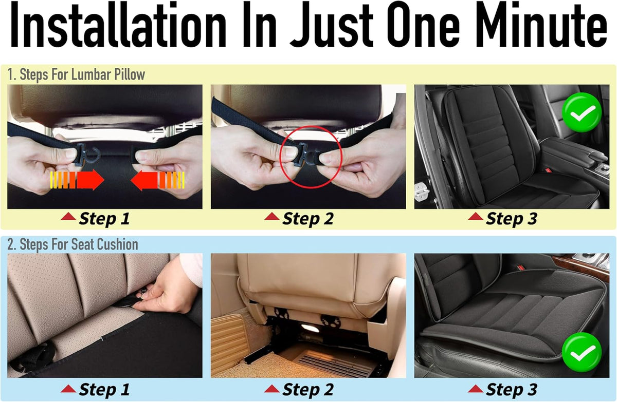 Lofty Aim Car Seat Cushion with Back Support Pillow, Driver Seat Cushion