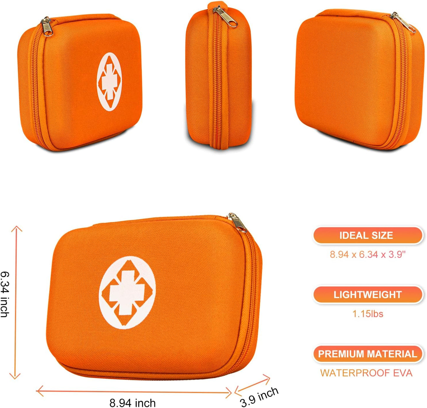 Small-Waterproof Car First-Aid Kit Emergency-Kit - Orange 277Piece Camping Equipment for Camping Hiking Home Travel YIDERBO