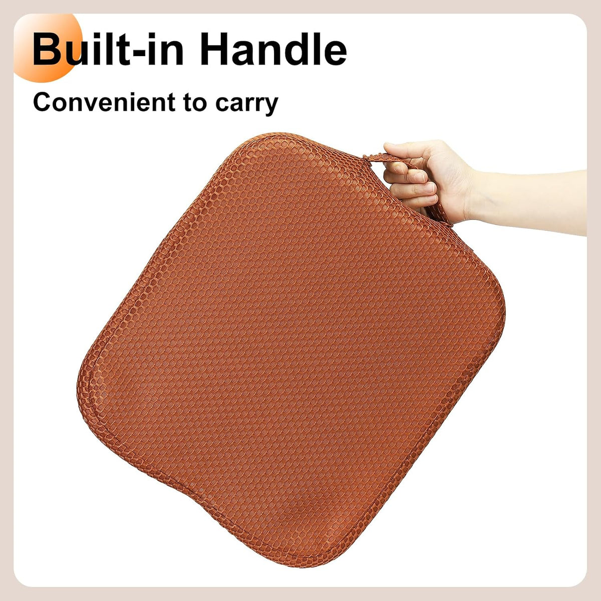 HARFINGTON Seat Cushion 3.94" Thick Comfort Memory Foam Office Chair Cushion with Non Slip Bottom for Car Seat Driver, Orange