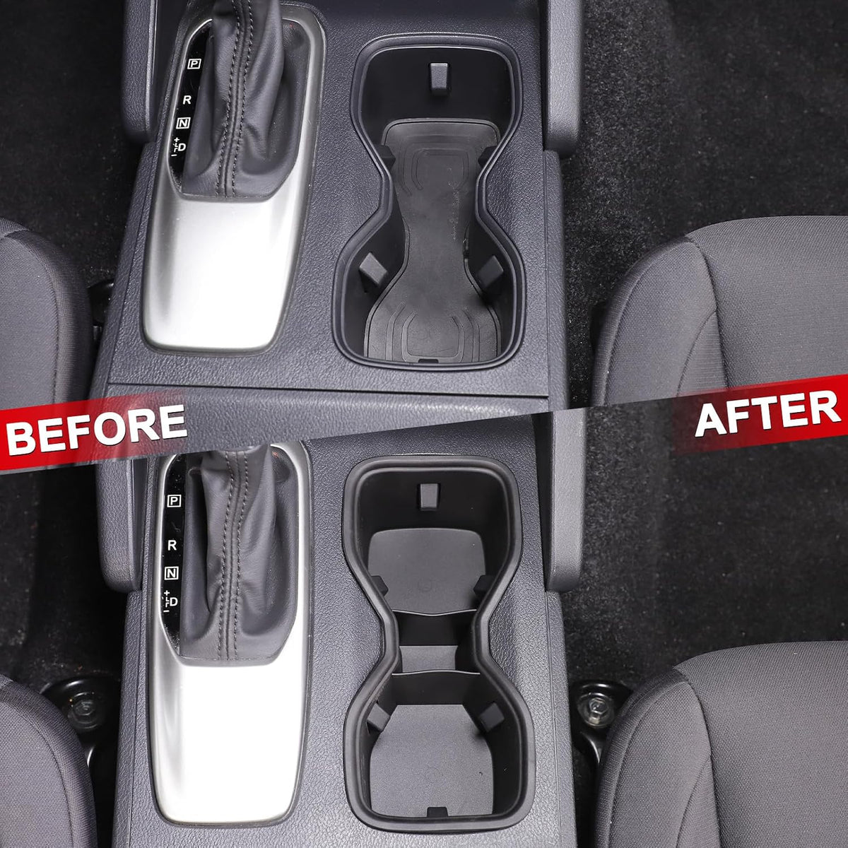 Center Console Cup Holder Insert Compatible with Nissan Frontier 2022-2025,TPE Car Drink Cup Holder Expander Adapter Interior Accessories 1PCS (Black)