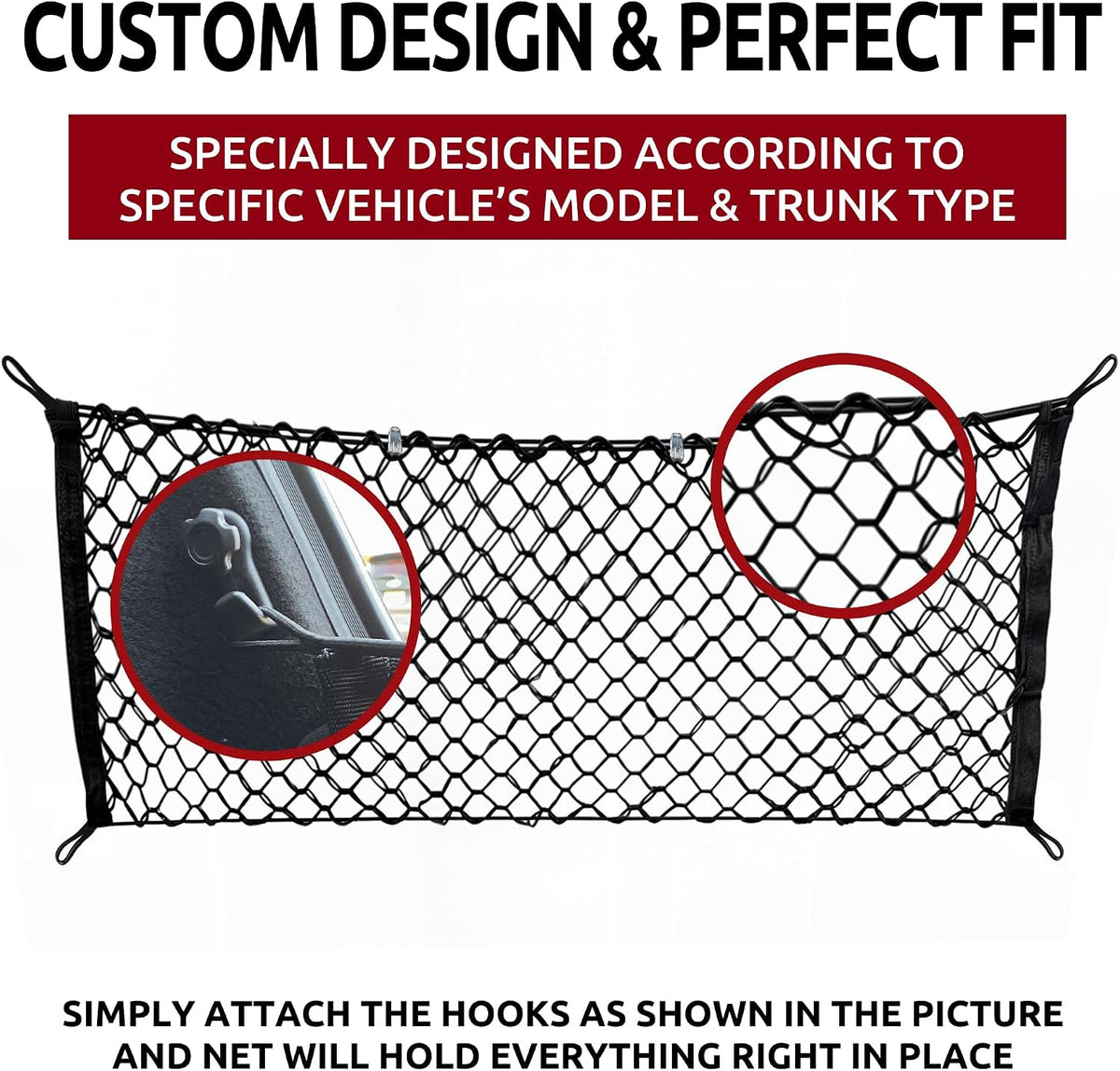 Envelope Style Trunk Mesh Cargo Net Compatible with Toyota Camry 2002-2026 - Car Accessories - Premium Trunk Organizers and Storage - Cargo Net for SUV - Vehicle Carrier Organizer for Toyota Camry