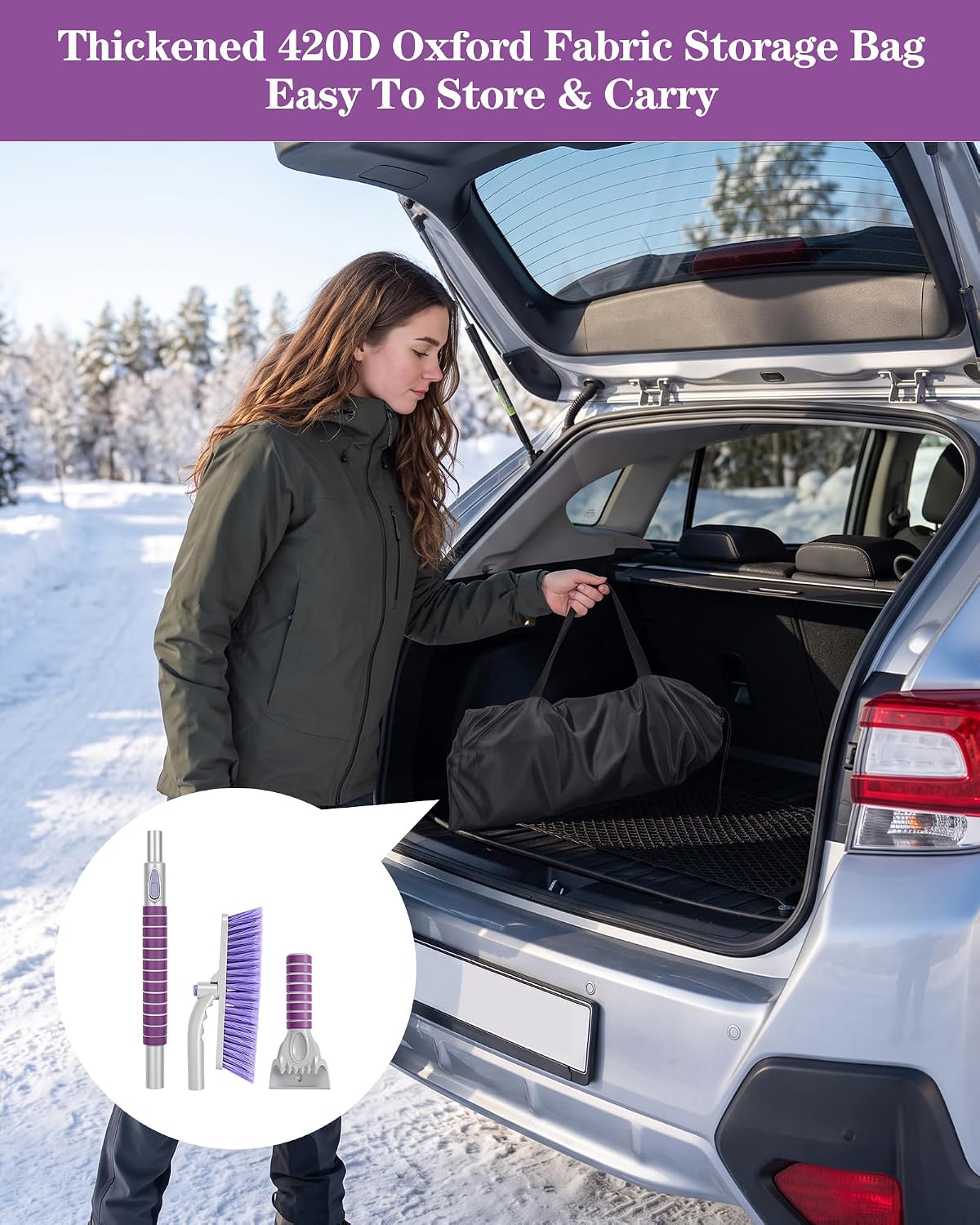 WHHMK 44" Snow Brush & Ice Scrapers for Car Windshield, Remove Thick Ice