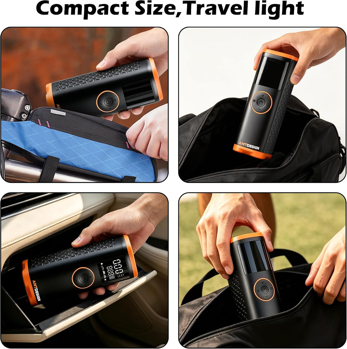Tire Inflator Portable Air Compressor with Digital Pressure Gauge–150PSI Dual Power (7800mAh Rechargeable Battery&12V DC Car Plug),Cordless Air Pump for Car Tires,SUV,Motorcycle,Bicycle,Ball