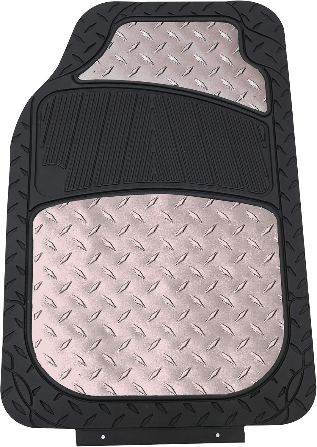 FH Group Automotive Floor Mats - Heavy-Duty Metallic Rubber Floor Mats for Cars, Universal Fit Full Set, Climaproof Floor Mats, Trimmable Floor Mats for Most Sedan, SUV, Truck Floor Mats Gray
