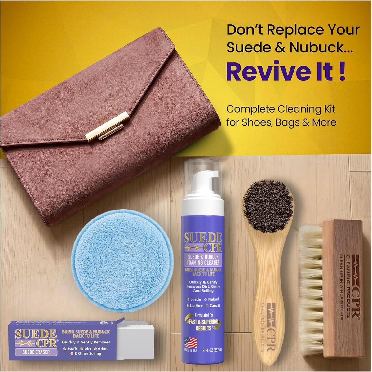 CPR Suede Nubuck Foaming Cleaner Kit, 8 oz