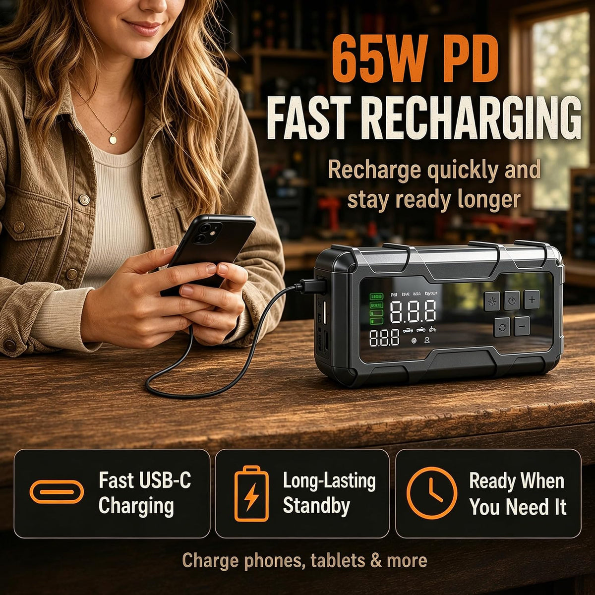 9000A Car Jump Starter with Air Compressor, Portable Battery Booster Pack Tire Inflator, Power Bank Cars Owner SUVs Trucks Road Trips Gift