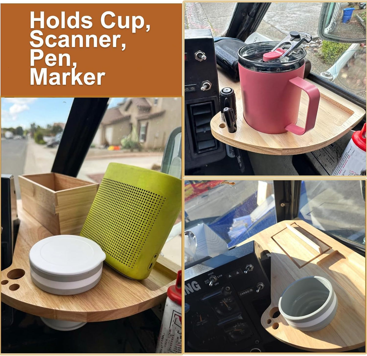 Cup Holder Tray for USPS Mail Carrier/LLV, 2 in 1 Detachable Postal Mail Truck Car Cup Holder Tray, Holds Cup,Scanner,Pen,Marker and A Box for the Forms, Gift for Mailers
