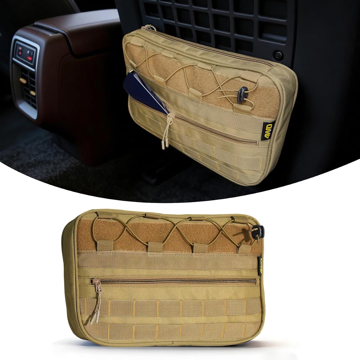 Car Storage Organizer Compatible with 2021-2025 Ford Bronco 2/4 Door, Heavy Duty Rattle-Free Backseat Tactical Seat Storage Bags, No-Drill 600D Oxford Anti-Clutter Gear-Black