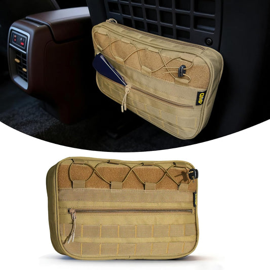 Car Storage Organizer Compatible with 2021-2025 Ford Bronco 2/4 Door, Heavy Duty Rattle-Free Backseat Tactical Seat Storage Bags, No-Drill 600D Oxford Anti-Clutter Gear-Brown