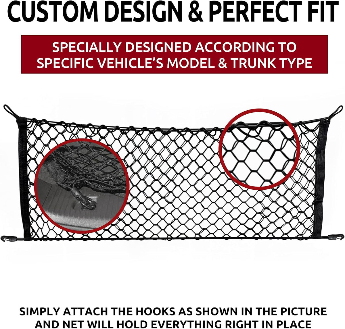 Envelope Style Trunk Mesh Cargo Net compatible with Chevrolet Trax 2013 - 2025 - Car Accessories - Premium Trunk Organizers and Storage - Cargo Net for SUV - Vehicle Carrier Organizer