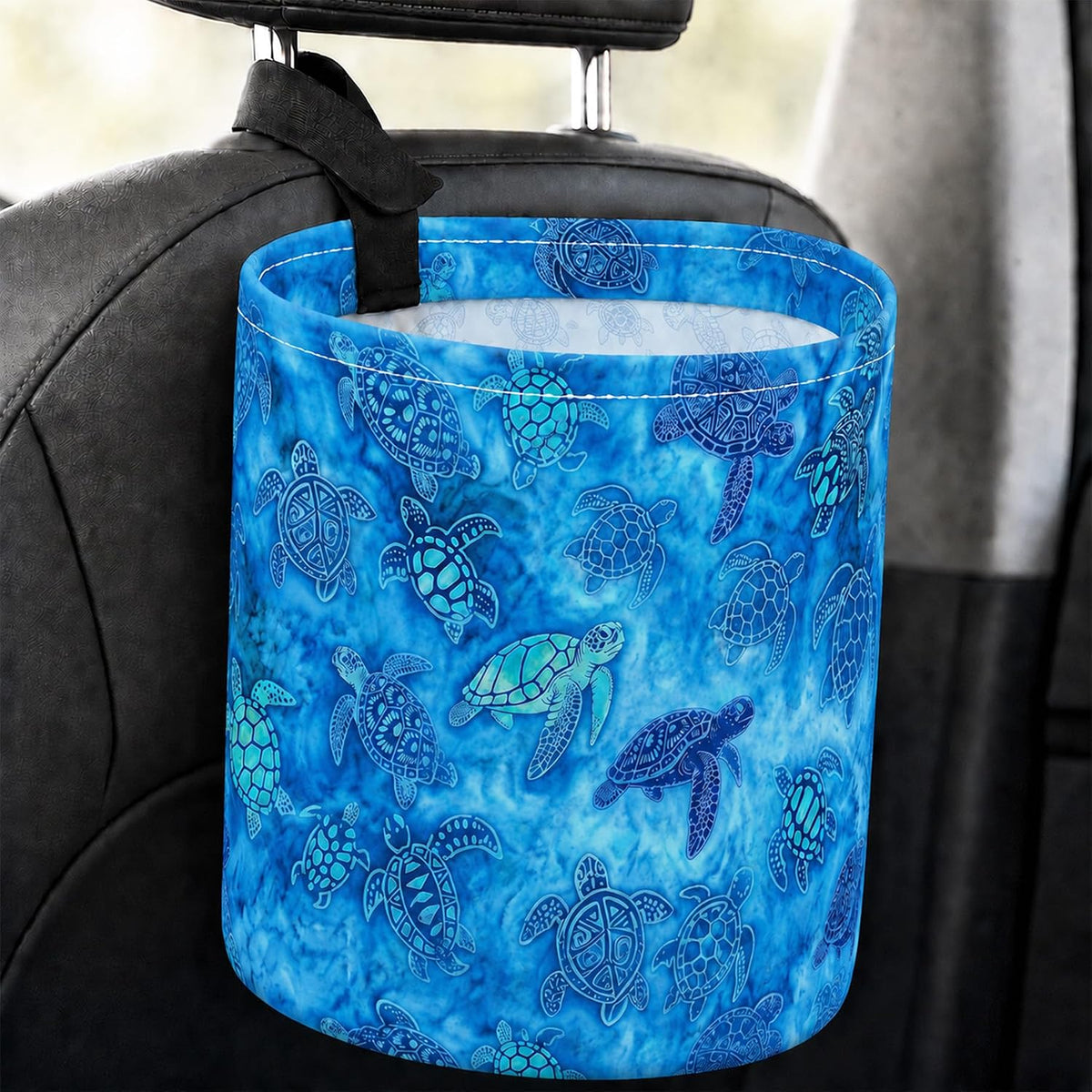 Sea Turtle Car Trash Can Waterproof Hanging Garbage Bag for Back Seat