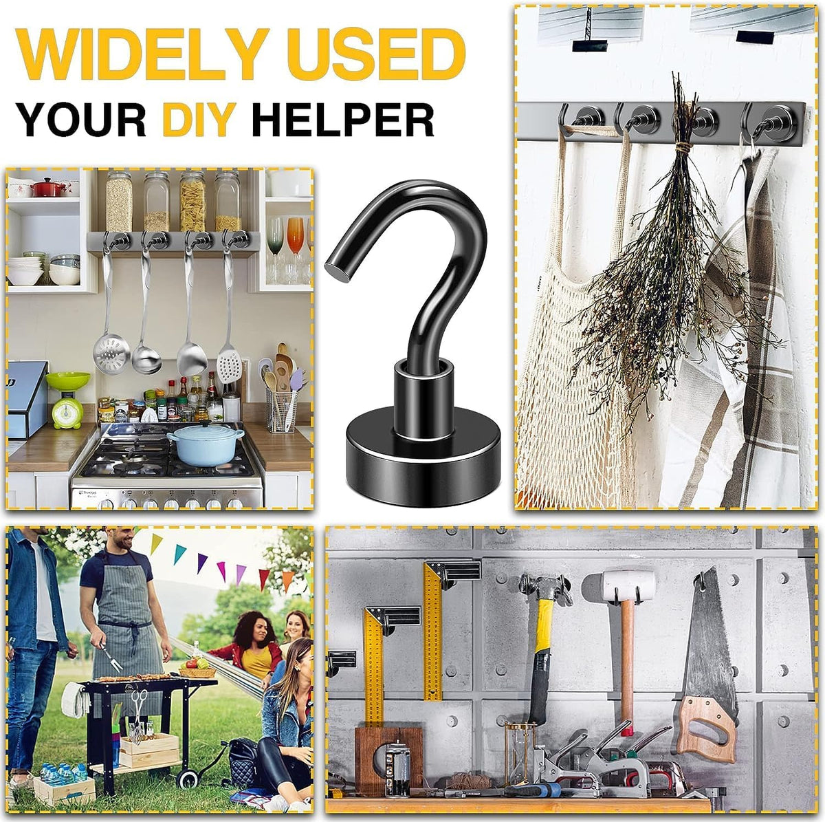 DIYMAG Magnetic Hooks 75pcs 30lbs Cruise Essentials 2026 Magnet Hook Black