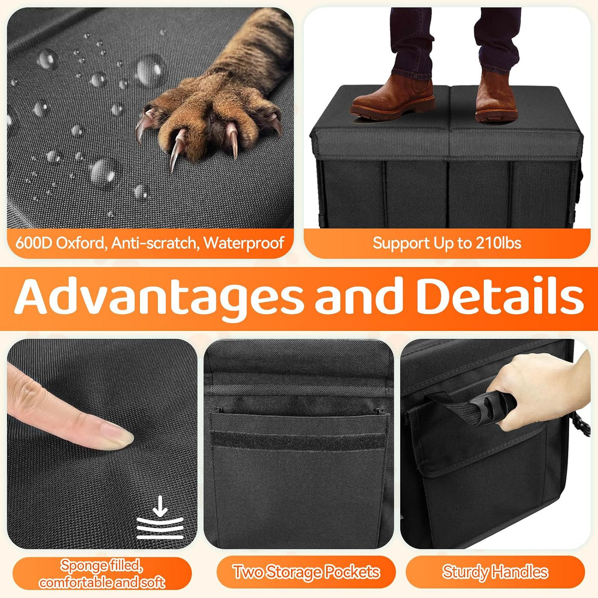 Car Seat Extender for Dogs, Backseat Extender for Large Dog up to 180 LBS, Foldable Back or Front Seat Extender for Most Cars Car Organizer Gap Filler
