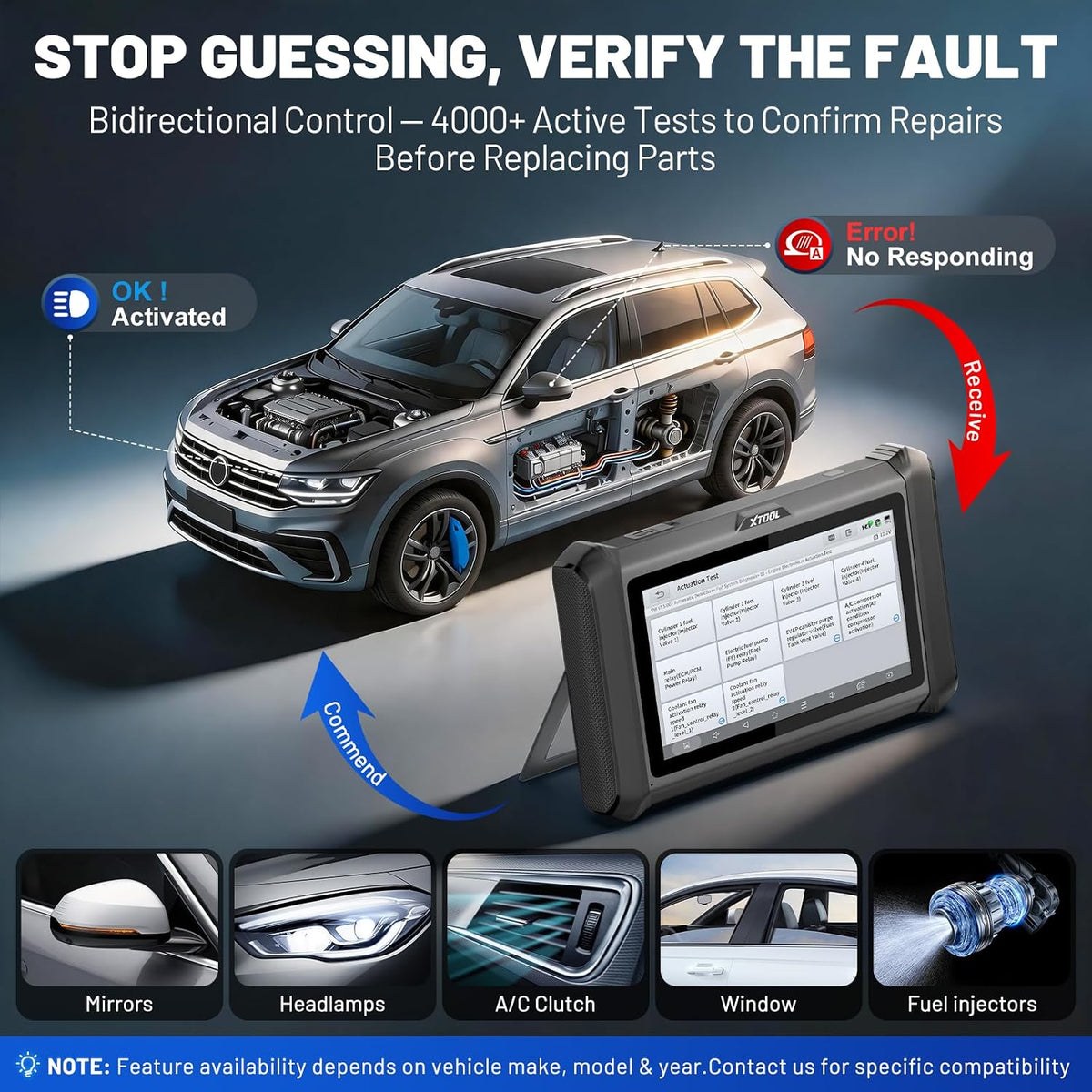 XTOOL D7W OBD2 Scanner Diagnostic Tool Wireless Bidirectional Scan Tool