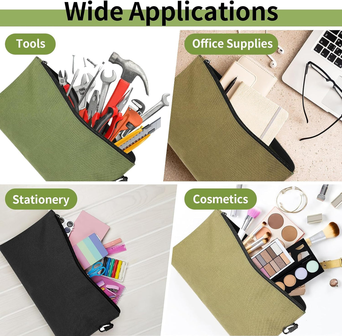 6 Pack Tool Bag Zipper Pouch, Premium Tool Pouch, Utility Storage Organizer
