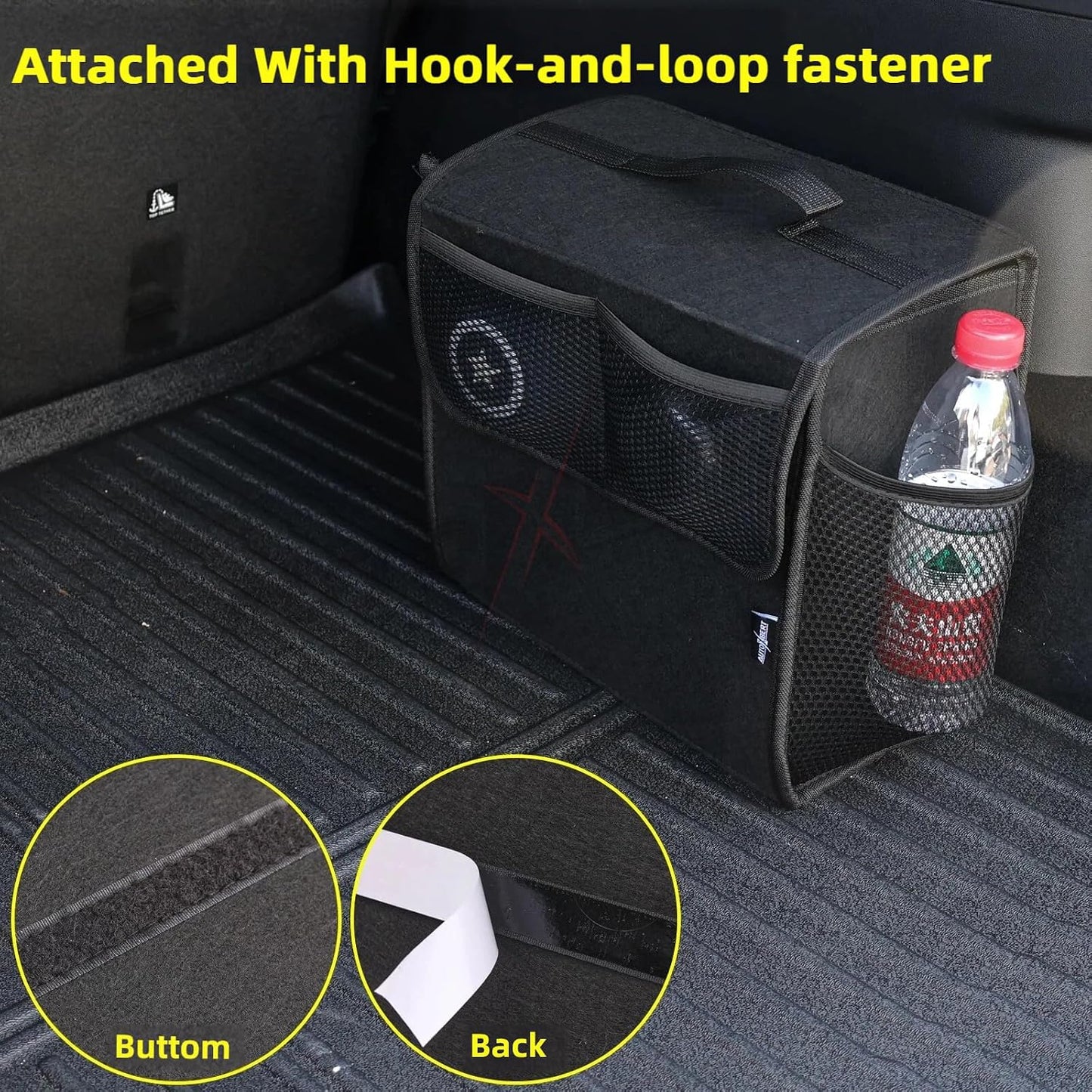 Car Trunk Organizer,Soft Felt Car Bag Organizer 12x7x12 inch Folding,for Honda CRV Civic Accord Ford Focus Fusion Toyota RAV4 Jeep SUV/Truck/Sedan/Van