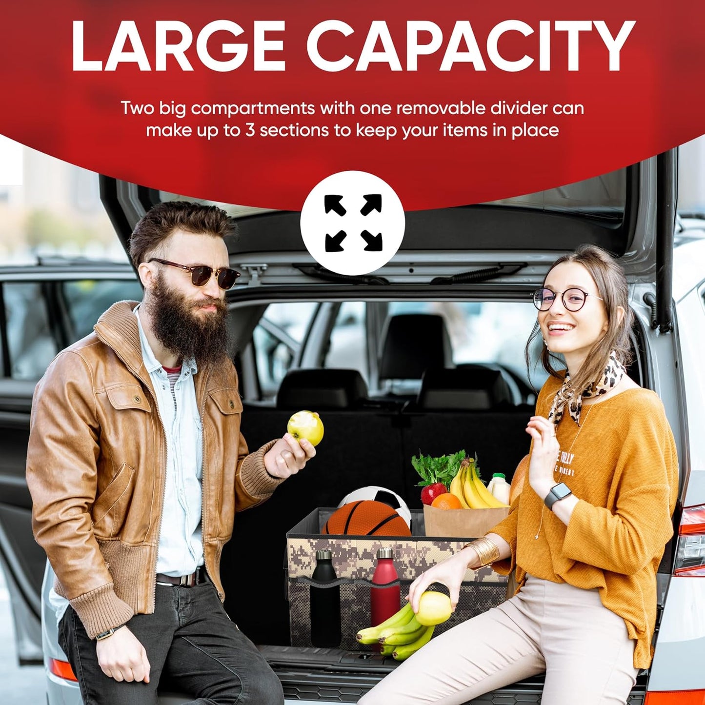 FORTEM Trunk Organizer For SUV Car Trunk Organizer, Foldable Storage, Car Accessories for Women Men, Collapsible Bag, 600D Oxford, Non Slip Bottom, Straps, Soft Cover (50L)